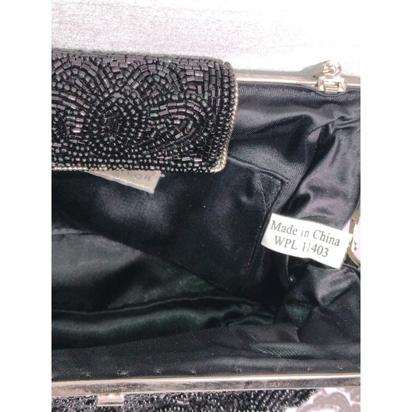 Lord and Taylor Vintage Retro Style Beaded Crossbody Bag Purse Charcoal Black - Picture 8 of 10